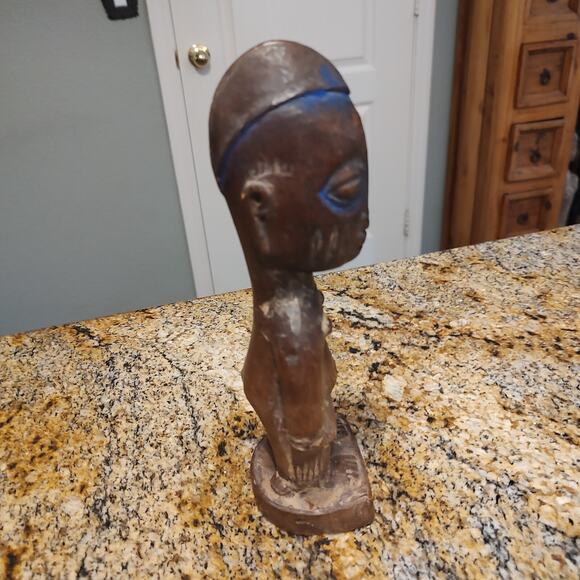 African Ibeji Yoruba Carved Wooden Figure Tribal Statue Sculpture 9" Tall Brown - Picture 4 of 11